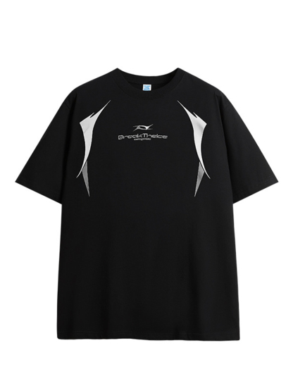 Functional Racing Suit Print Simple Trendy Short-sleeved T-shirt