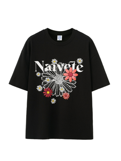 Colorful Bubble Daisy Print Street Loose Short Sleeve T-shirt