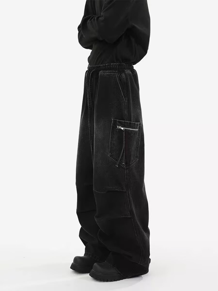 Trendy Summer Lightweight Wide-Leg Pants Flowy Draped Trousers with Floor-Length Silhouette