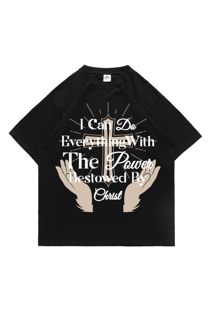 I Can Do Everything Printed Short-sleeved Cotton T-shirt