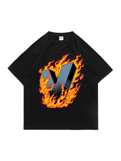 Burning V Printed Short-sleeved Cotton T-shirt