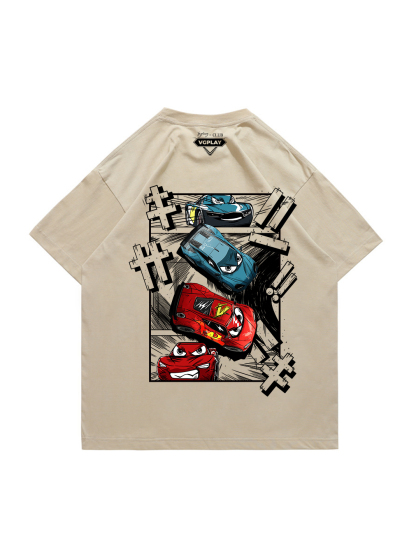 Comic Racing Printed Short-sleeved Cotton T-shirt