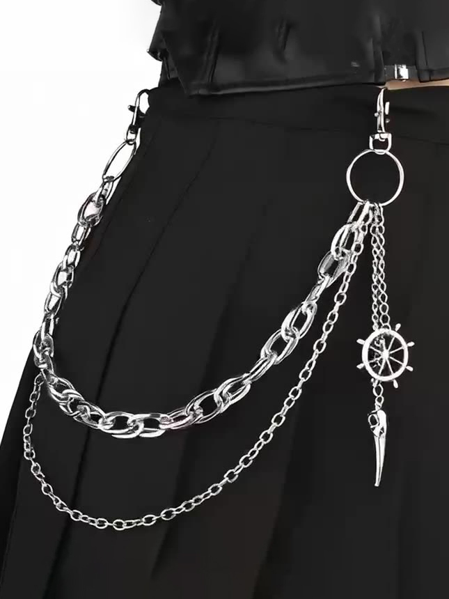 Skull Crow Beak Pendant Metal Trouser Chain