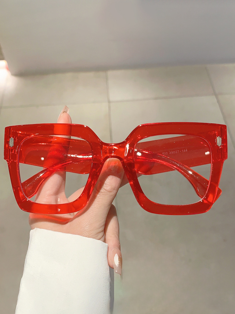 Retro Square Oversized Non-Prescription Glasses With Blue Light Filter