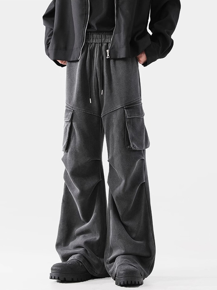 Crinkle Wash And Tactical Drape Relaxed Workwear Pants