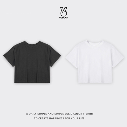 Loose Cropped Tops Short-sleeved Cotton T-shirt For Women