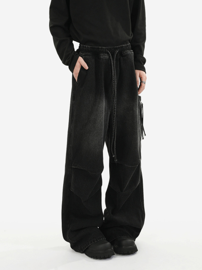 Trendy Summer Lightweight Wide-Leg Pants Flowy Draped Trousers with Floor-Length Silhouette