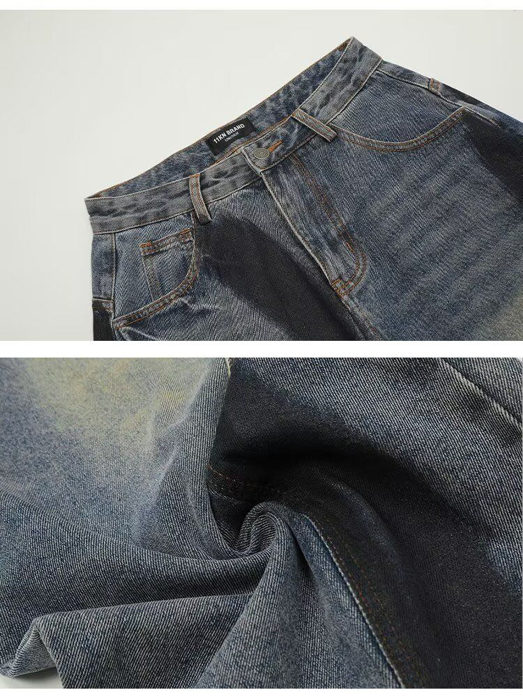 Deconstructed Scythe-Hem Jeans with Spray-Painted Panels & Asymmetric Detailing