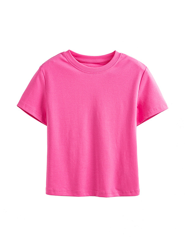 Basic Cropped Tops Short-sleeved Cotton T-shirt For Women