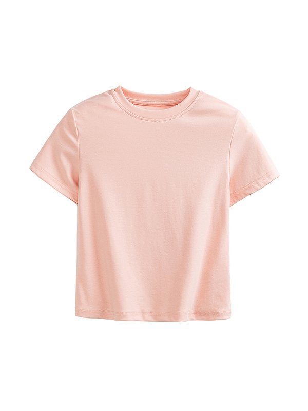Basic Cropped Tops Short-sleeved Cotton T-shirt For Women