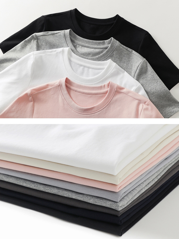 Basic Simple Straight Shoulder Short-sleeve T-shirt For Women