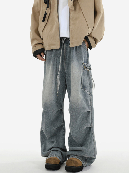 Trendy Summer Lightweight Wide-Leg Pants Flowy Draped Trousers with Floor-Length Silhouette