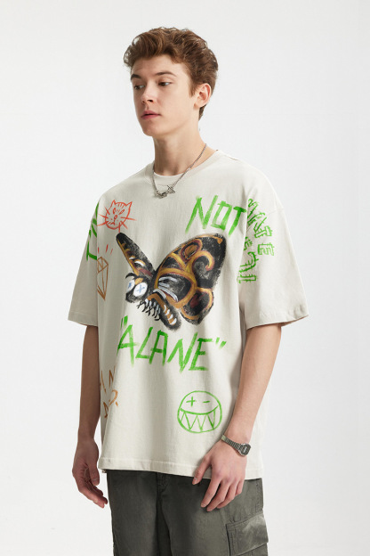 Graffiti Print Street Style Loose Short-sleeved T-shirt
