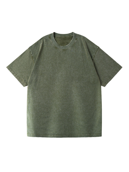 Basic Washed Short-sleeved Cotton T-shirt