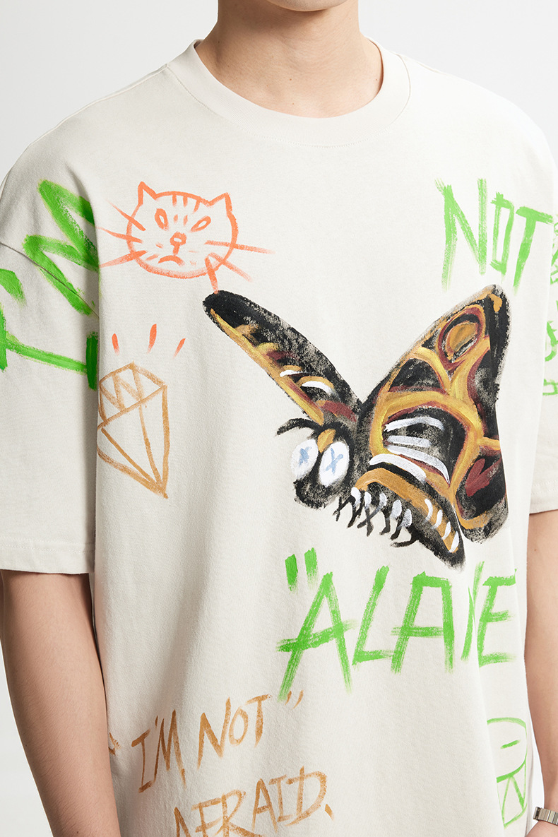 Graffiti Print Street Style Loose Short-sleeved T-shirt