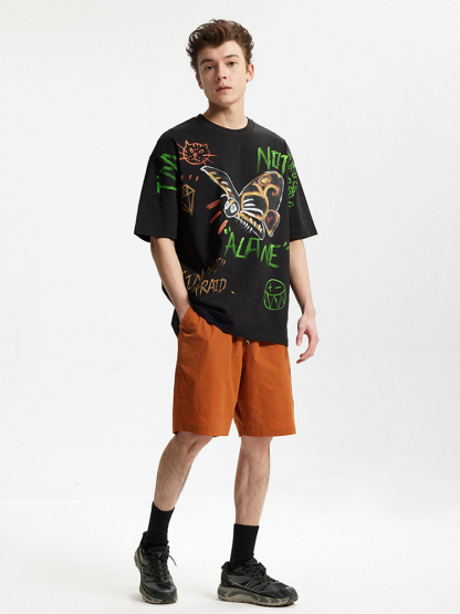 Graffiti Print Street Style Loose Short-sleeved T-shirt