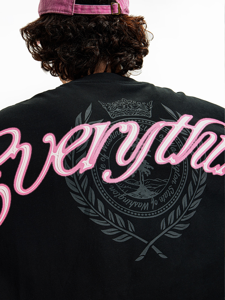 Bat Sleeve Print Street Cotton Loose Short sleeve Top T-shirt