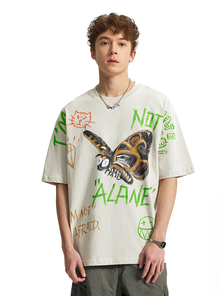 Graffiti Print Street Style Loose Short-sleeved T-shirt