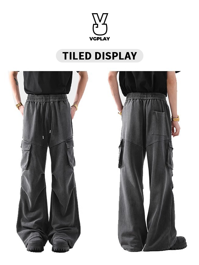 Crinkle Wash And Tactical Drape Relaxed Workwear Pants