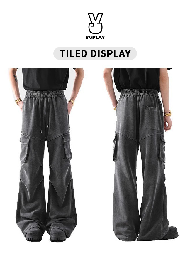 Crinkle Wash And Tactical Drape Relaxed Workwear Pants