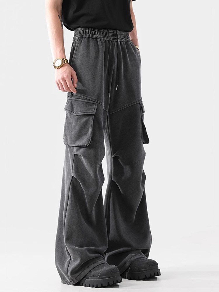 Crinkle Wash And Tactical Drape Relaxed Workwear Pants