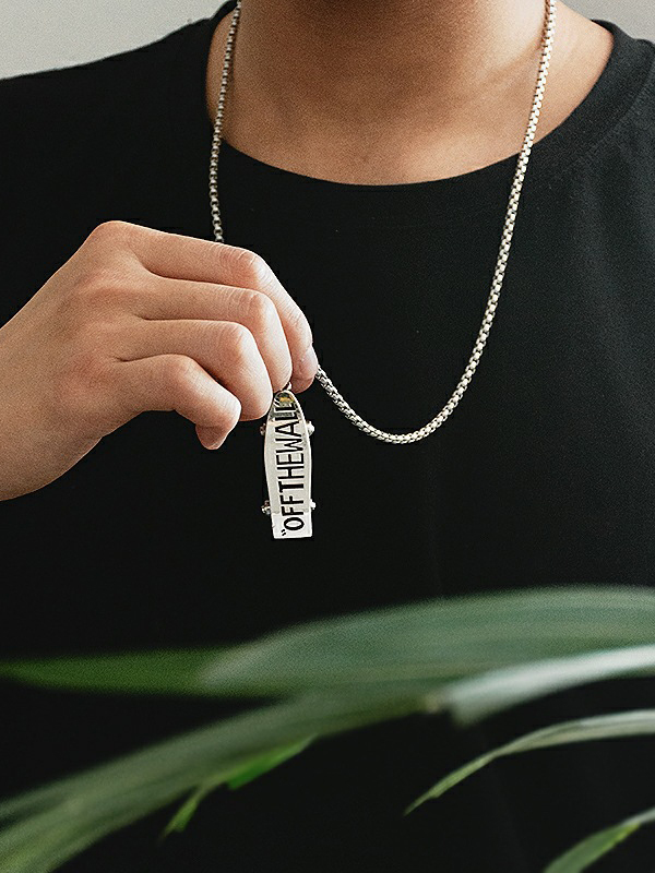 Skateboard Shape Titanium Necklace
