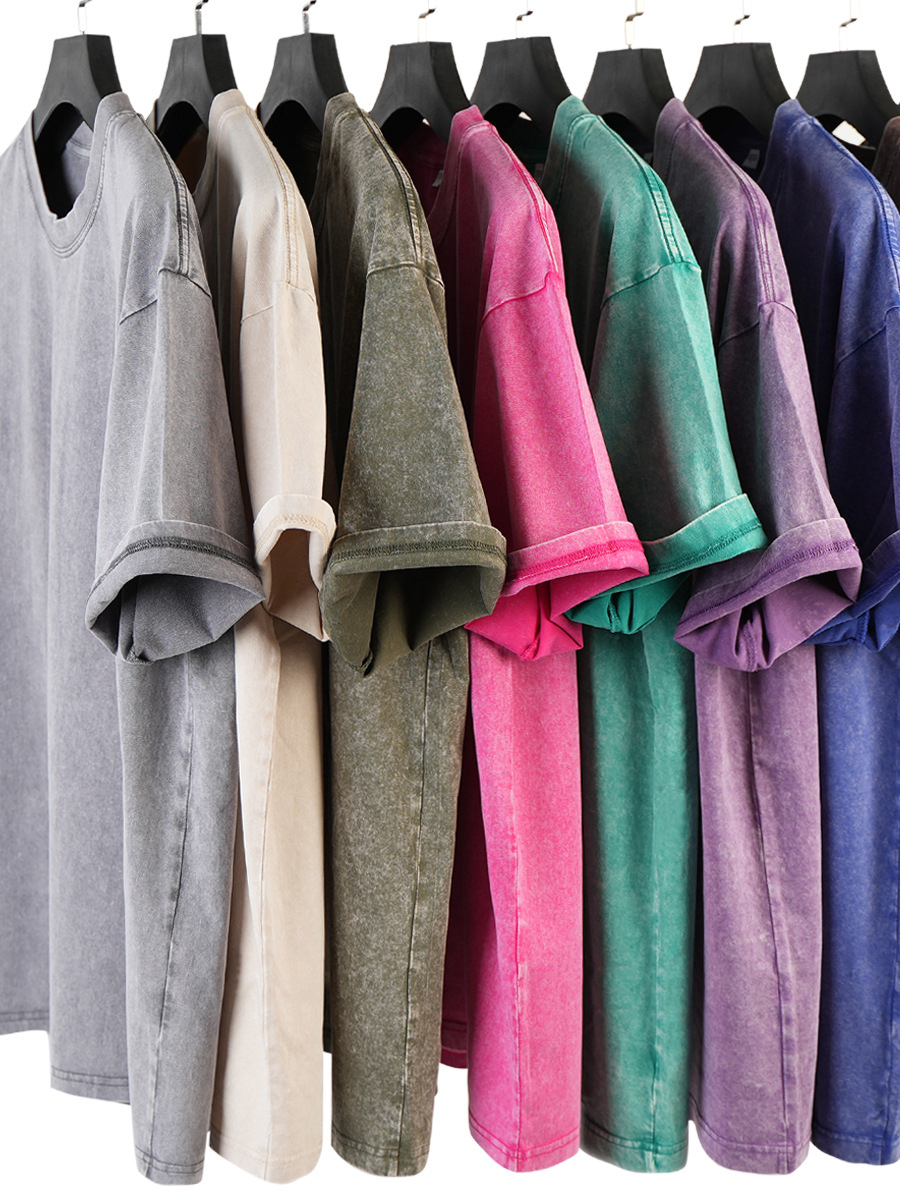 Basic Washed Short-sleeved Cotton T-shirt