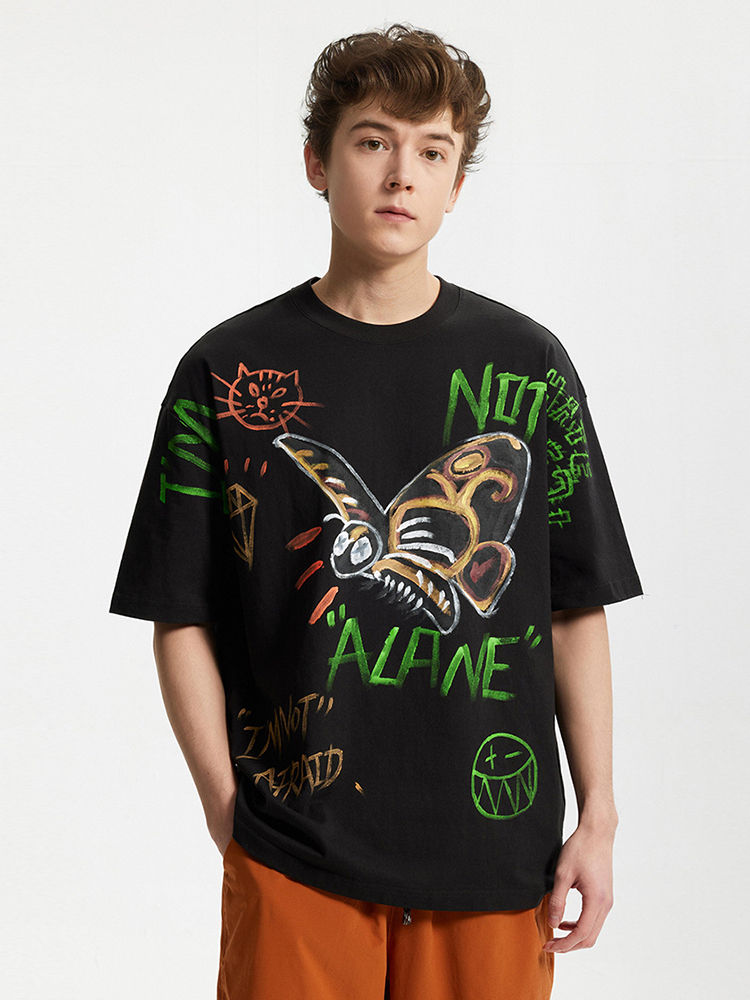 Graffiti Print Street Style Loose Short-sleeved T-shirt