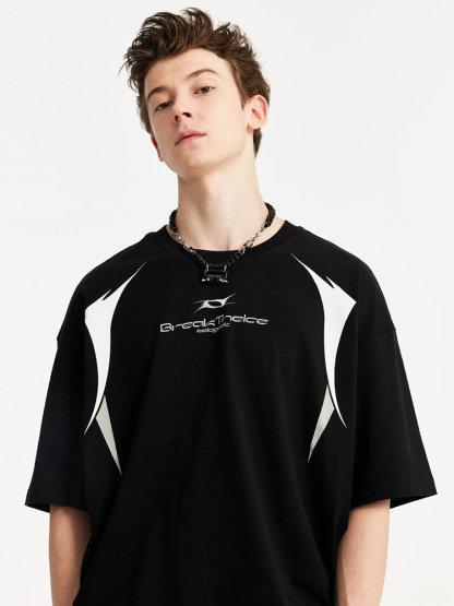 Functional Racing Suit Print Simple Trendy Short-sleeved T-shirt