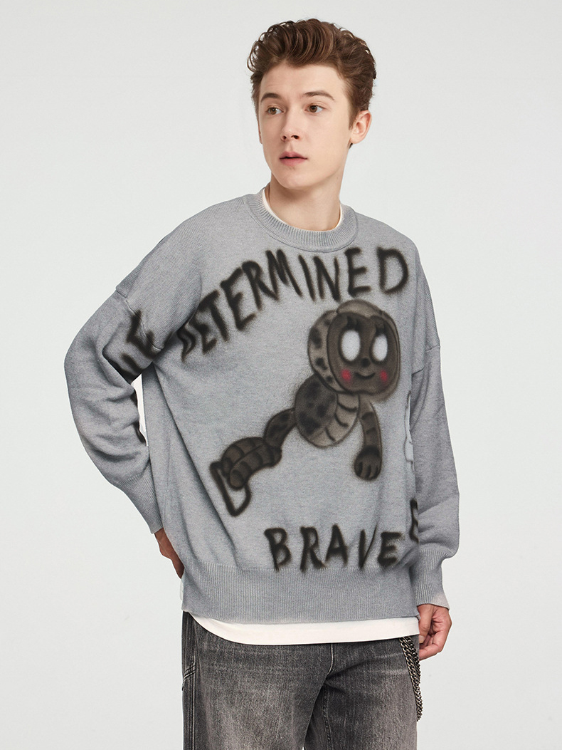 Loose Fit Caterpillar Printed Sweater