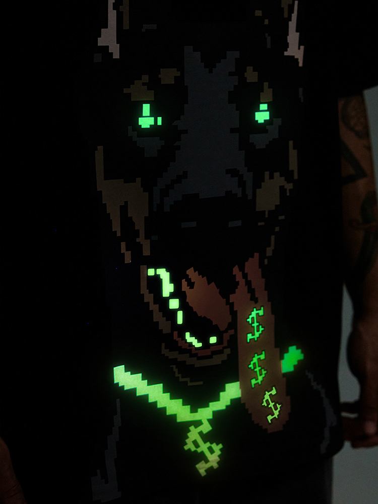 Luminous Doberman Print Street Loose Short Sleeve T-Shirt