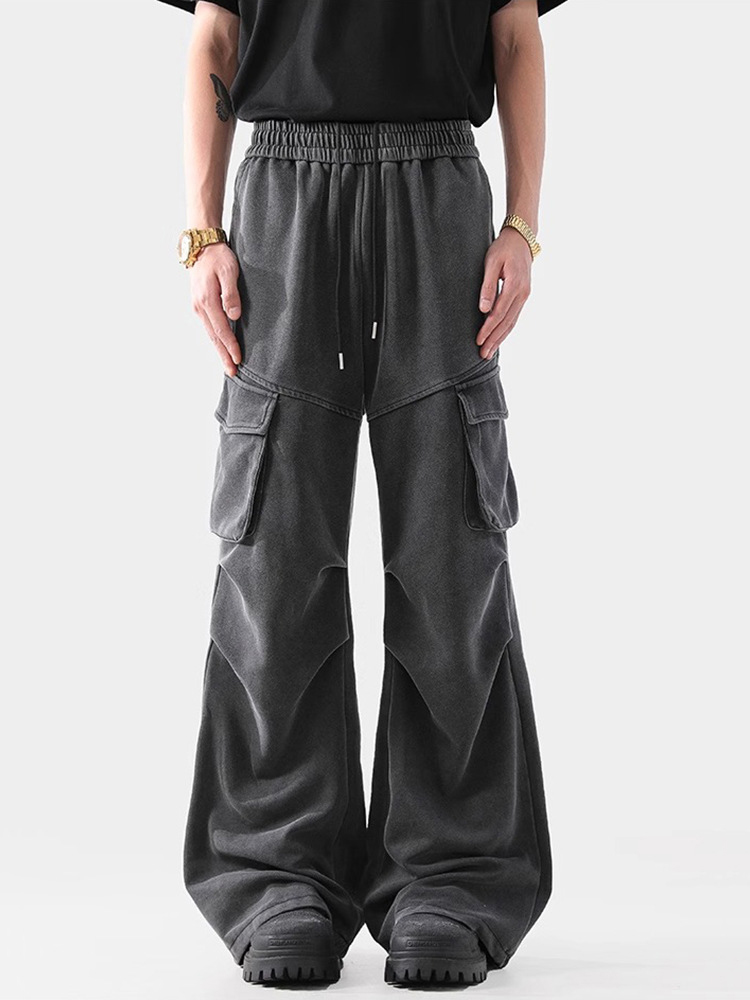 Crinkle Wash And Tactical Drape Relaxed Workwear Pants