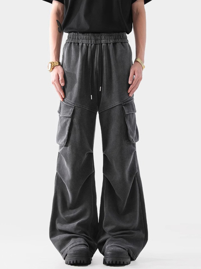 Crinkle Wash And Tactical Drape Relaxed Workwear Pants