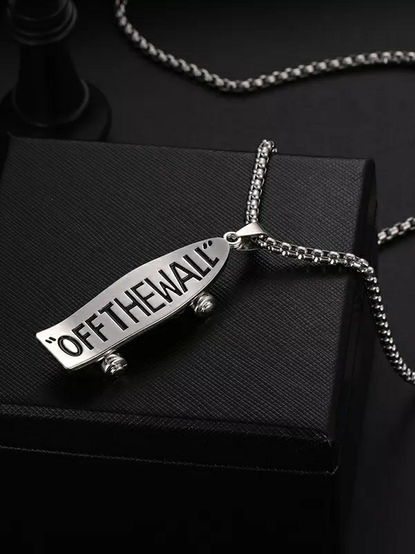 Skateboard Shape Titanium Necklace