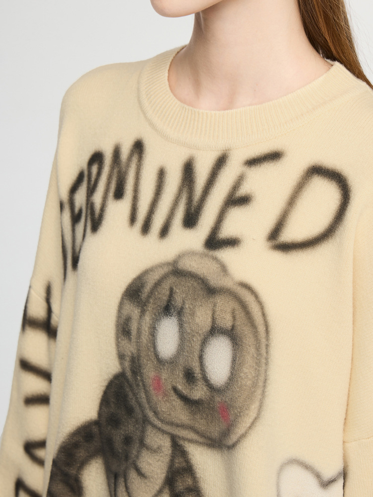 Loose Fit Caterpillar Printed Sweater