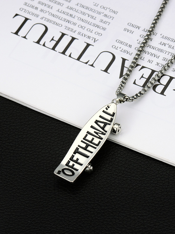 Skateboard Shape Titanium Necklace
