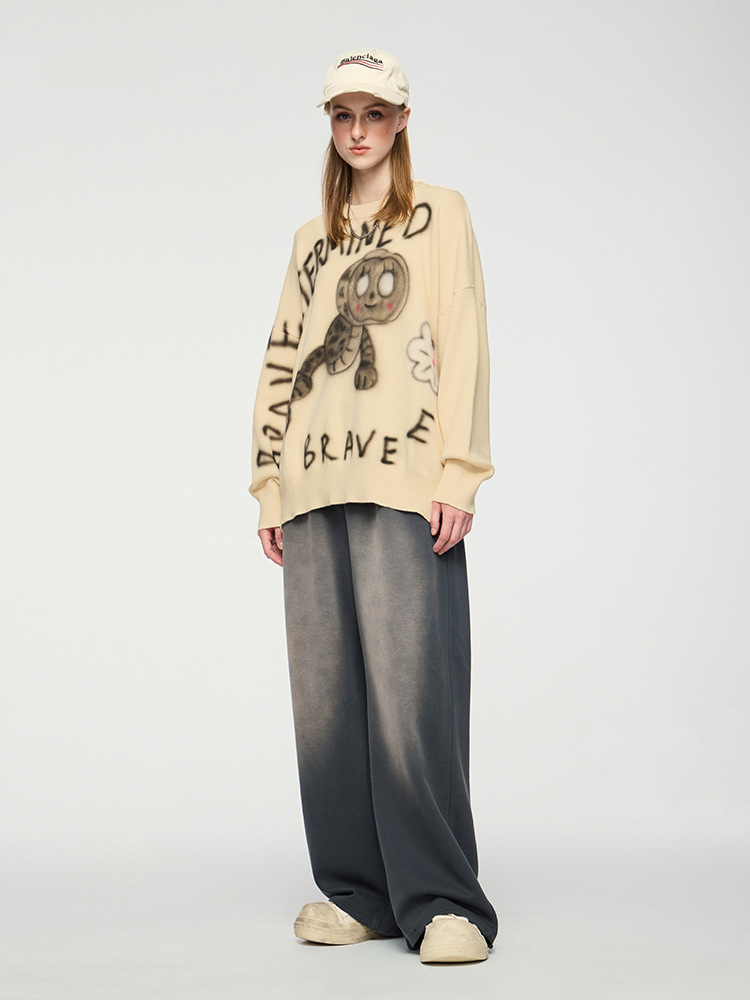 Loose Fit Caterpillar Printed Sweater