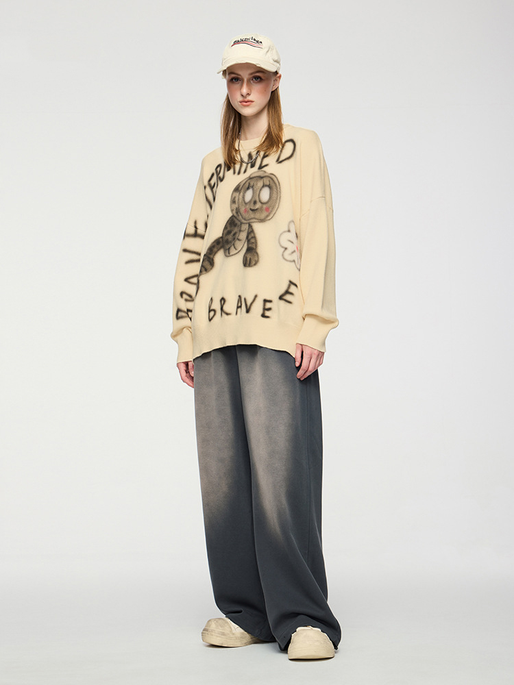 Loose Fit Caterpillar Printed Sweater