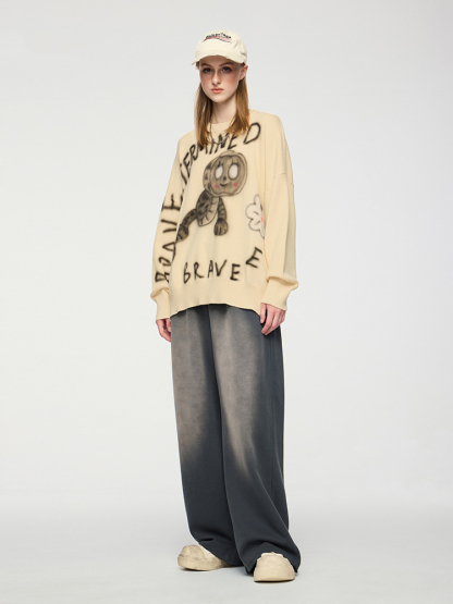 Loose Fit Caterpillar Printed Sweater