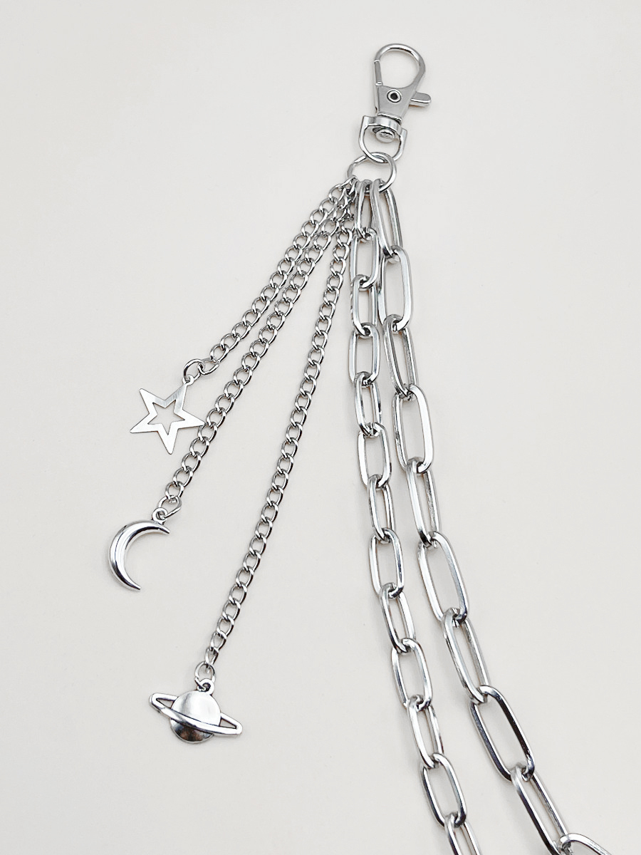 Punk style fashion planet metal pendant multi-layer trouser chain