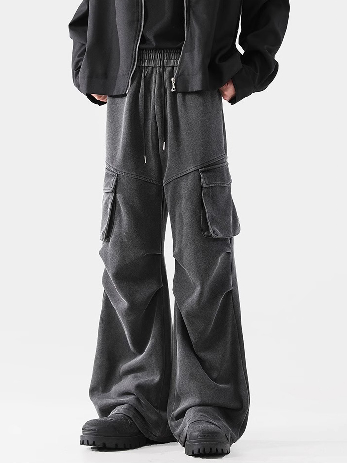 Crinkle Wash And Tactical Drape Relaxed Workwear Pants