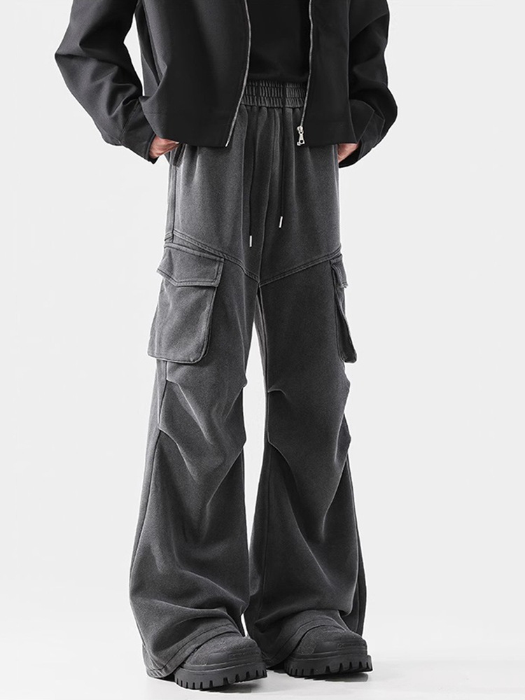 Crinkle Wash And Tactical Drape Relaxed Workwear Pants
