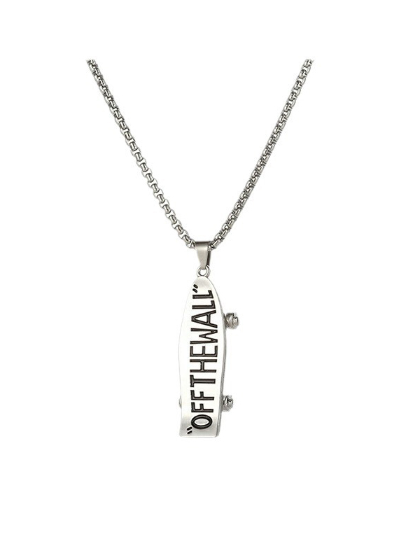 Skateboard Shape Titanium Necklace