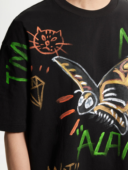 Graffiti Print Street Style Loose Short-sleeved T-shirt