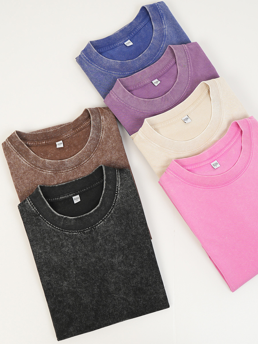 Basic Washed Short-sleeved Cotton T-shirt