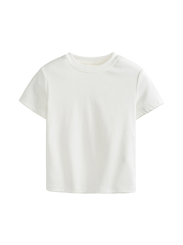 Basic Cropped Tops Short-sleeved Cotton T-shirt For Women