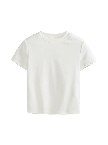 Basic Cropped Tops Short-sleeved Cotton T-shirt For Women
