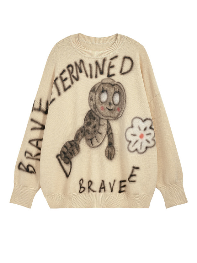 Loose Fit Caterpillar Printed Sweater