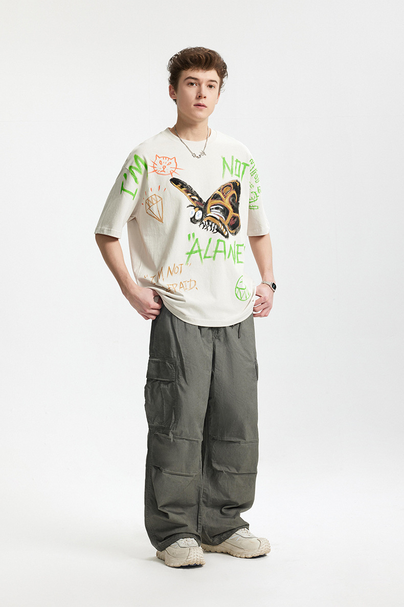 Graffiti Print Street Style Loose Short-sleeved T-shirt