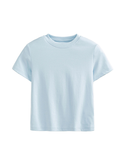 Basic Cropped Tops Short-sleeved Cotton T-shirt For Women